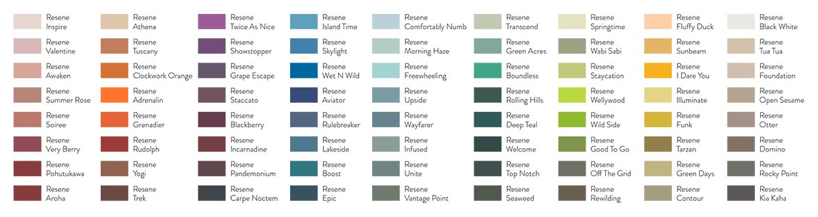 The new Resene The Range fashion colours 24 Collection - 175 on-trend paint colours