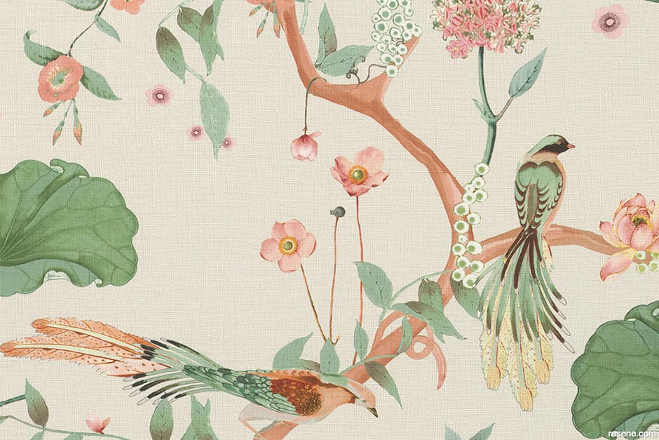 Quirky wallpaper - exotic birds theme