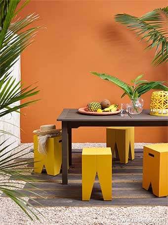 Colourful outdoor dining area