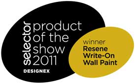 Resene Write-on Wall Paint is the inaugural winner of the Designex section of the Selector Product of the Show Awards