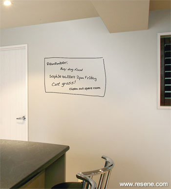 Apply Resene Write-on Wall Paint over painted walls and use them as whiteboards