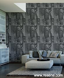 Resene Black and White Wallpaper Collection - 252845 roomset