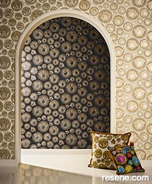 Resene Versace 5 Wallpaper Collection - Room using 386115 and 386117	