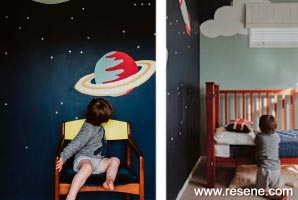 Space themed childrens bedroom