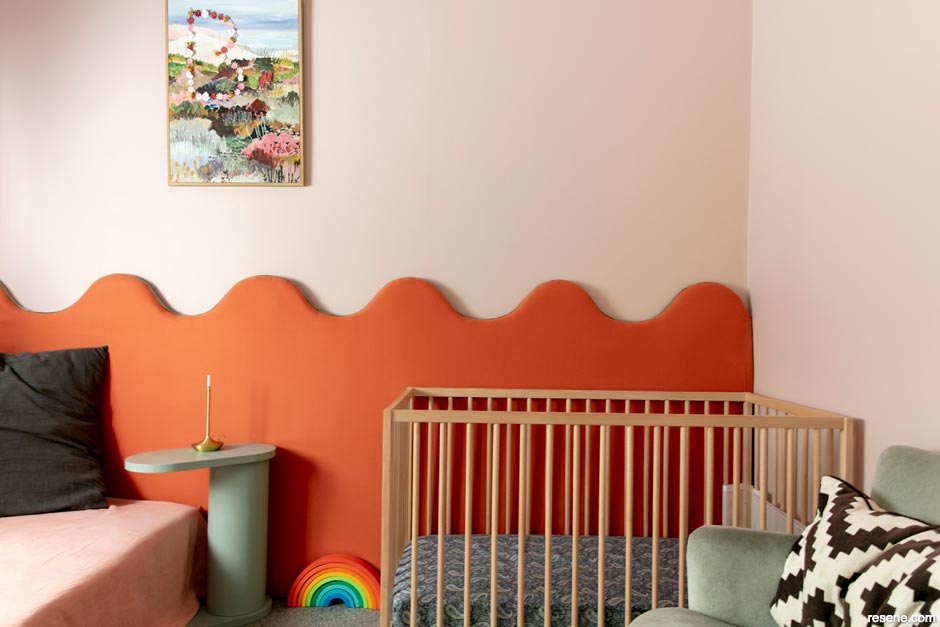 A bold yet soothing nursery in Resene Blanched Pink