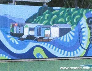 An entry from Waikawa Bay School in the Resene Mural Masterpieces competition 2015