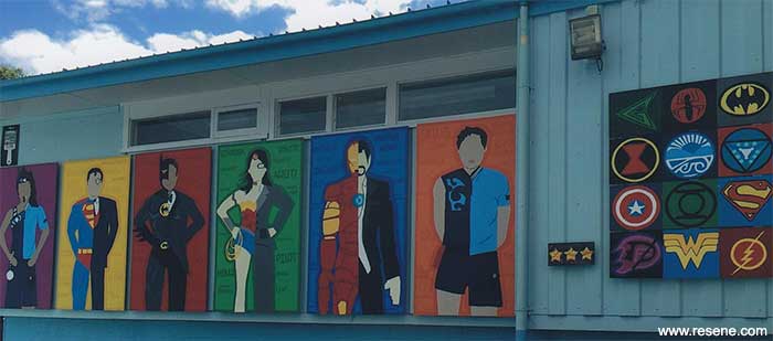 Wellsford School mural entry in the Resene Mural Masterpieces competition