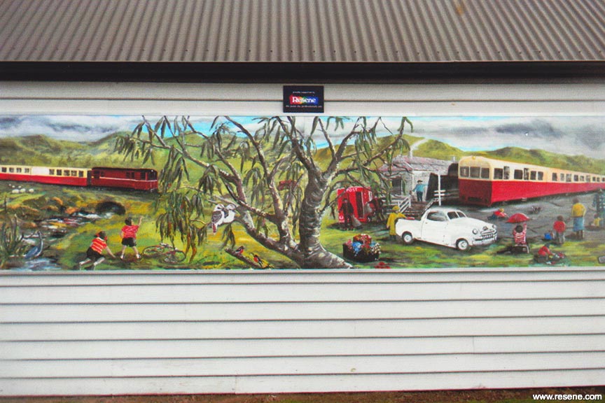 Train Park mural - History of trains in Perth theme