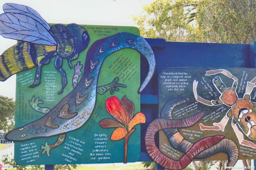 Ahipara School mural - Our garden theme