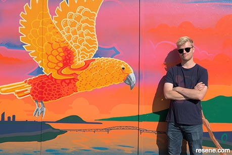 Native bird’s journey to the Waitakere ranges themed mural