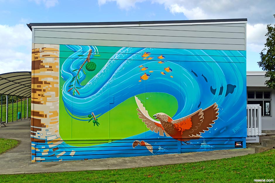 Connection through water mural theme