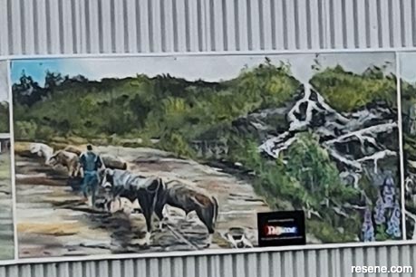 A closeup of the Pyengana Recreation Ground mural