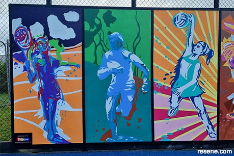School sports codes themed mural