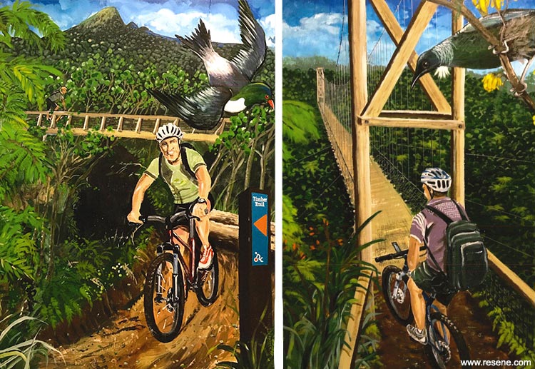 Murray Smith mural, for Benneydale Bike Bach