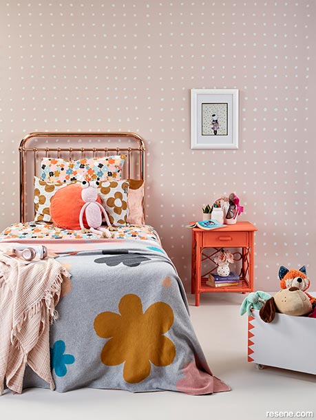 Using pops of apricot in a kids bedroom