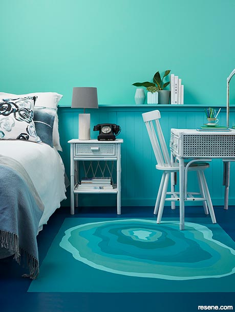 An aqua-blue bedroom - ocean-inspired oasis