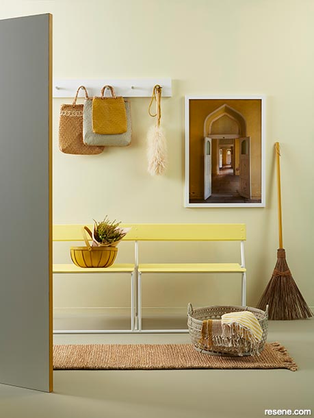 A cheerful yellow entryway