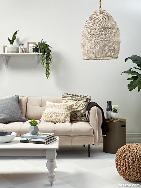 A lounge painted in creamy tones