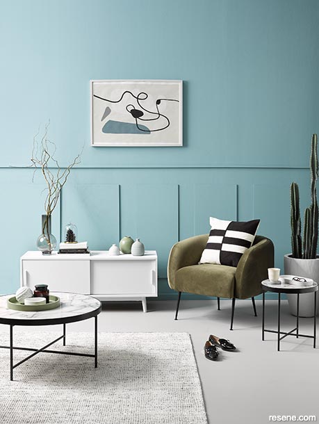 A soft grey and blue lounge