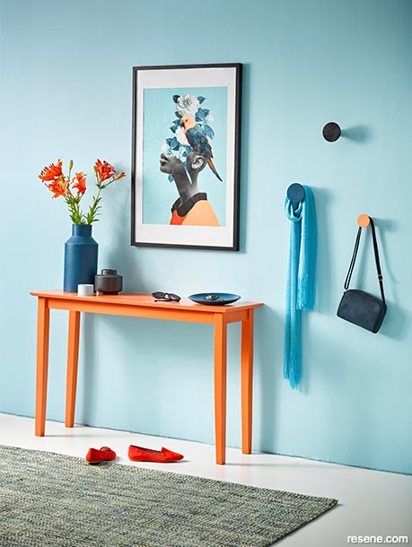 A bright and colourful home entryway