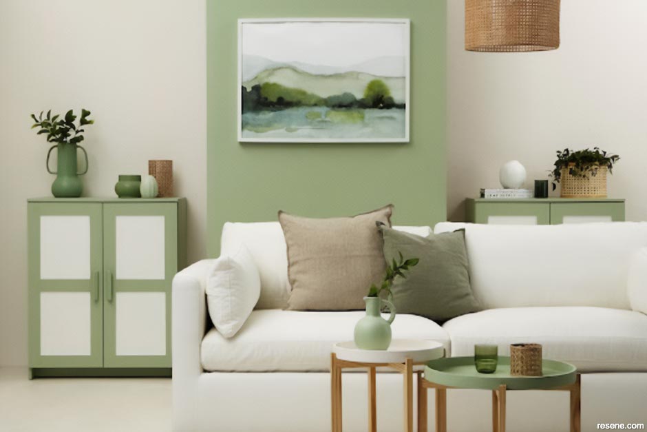 A soothing and relaxing green lounge