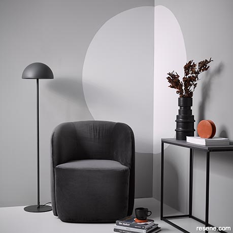Shapes and shadows add depth and interest to grey rooms