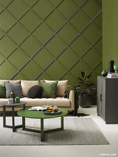 A bold green luxury lounge