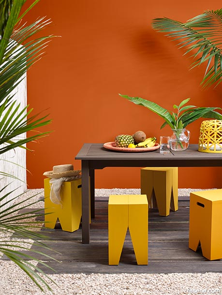 An outdoor dining area - warm tropical tones