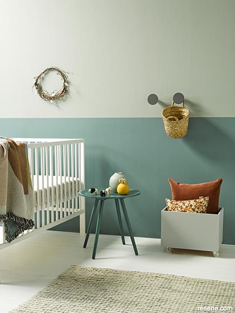 A green-blue kids bedroom