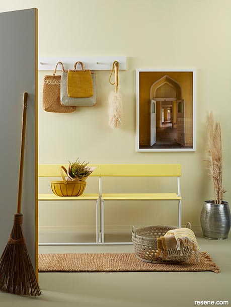 Make space in your entryway to prepare for and clean up after dog walks