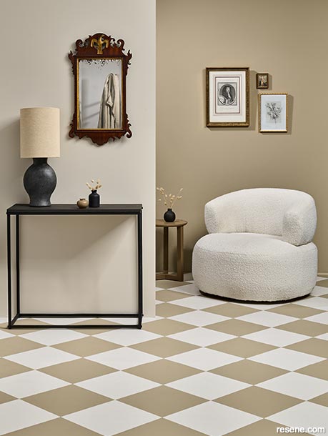 A luxurious interior with a classic floor design