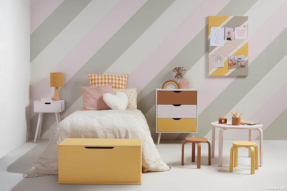 A summery striped child's bedroom