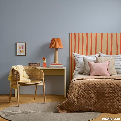 Adding bright accent colours to a neutral bedroom