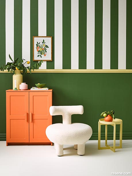 An interior painted with citrus tones