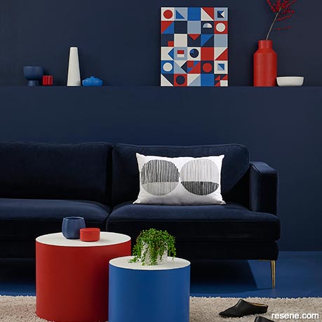 A red, white, and blue interior