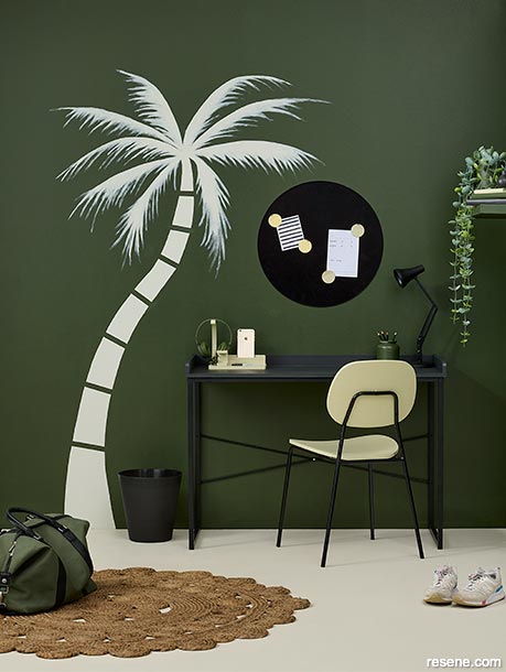 A tropical themed teen bedroom