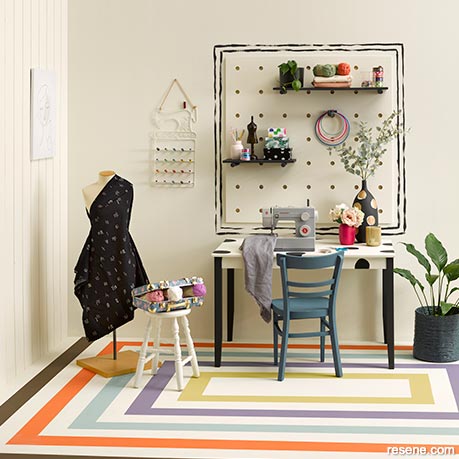 A bold and colourful craft shed