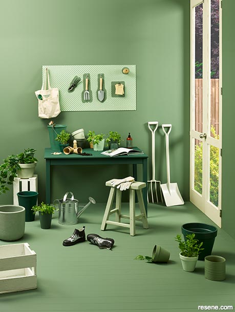 A green potting shed