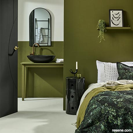 Use a bold colour to connect your bedroom and ensuite