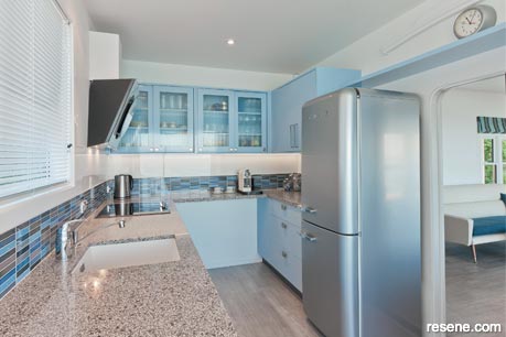 A light blue kitchen