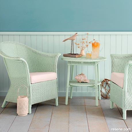 Furniture painted in sea greens