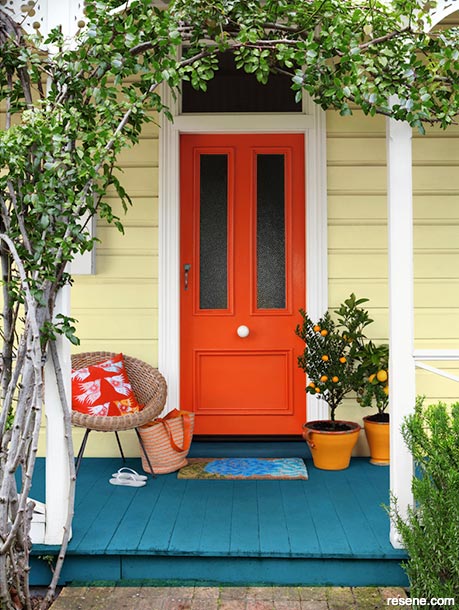 A colourful home entryway