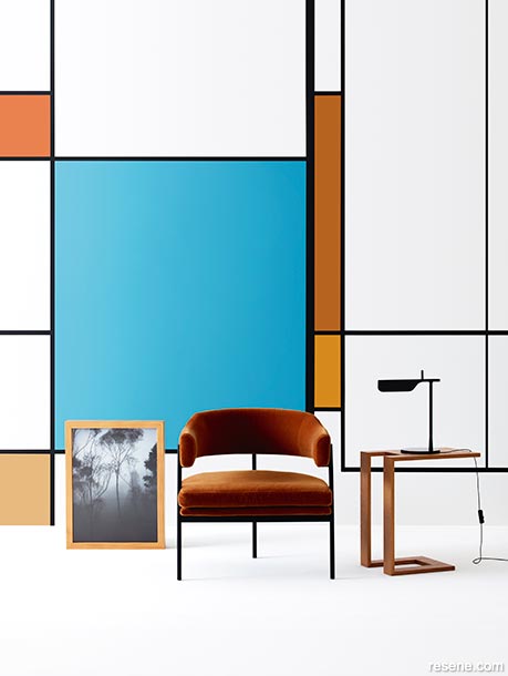 Turquoise and terracotta - Mondrian design