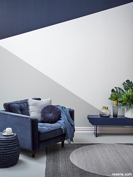 A feature wall with simple and bold geometric shapes