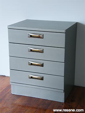 Transform a wooden chest of drawers into a sleek piece of modern furniture