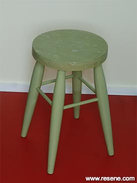 An avacado wooden stool - a retro feature