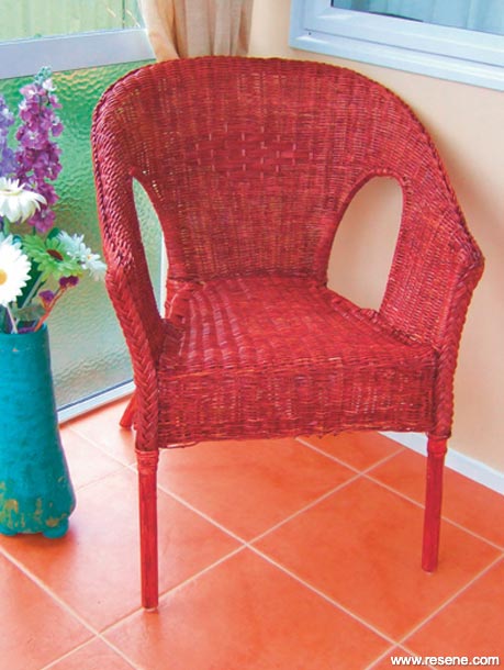 A red stained chair