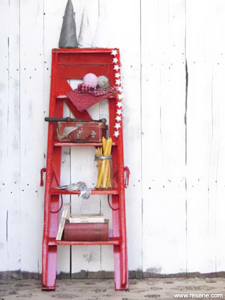 Bright red ladder