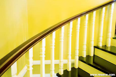 A yellow and black staircase