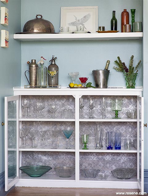 How to use wallpaper and paint to upcycle your drinks cabinet